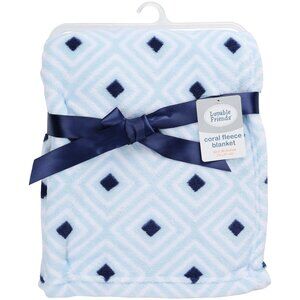 Baby Coral Fleece Blanket, Blue Diamond Plush Nursery Blanket (30" x 40")